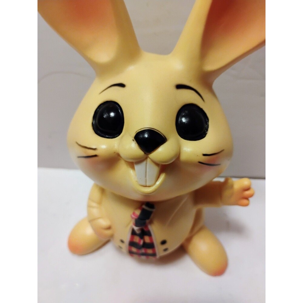 Vintage Niagara Plastics Yellow Easter Bunny Rabbit Piggy Bank Blow Mold Stopper
